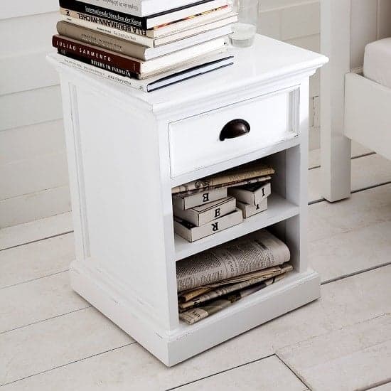 Allthorp Solid Wood Bedside Table In White With 1 Drawer_2