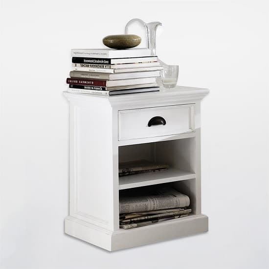 Allthorp Solid Wood Bedside Table In White With 1 Drawer_3