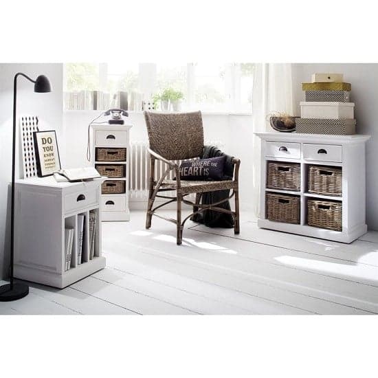 Allthorp Solid Wood Compact Sideboard In White With 2 Drawers_6