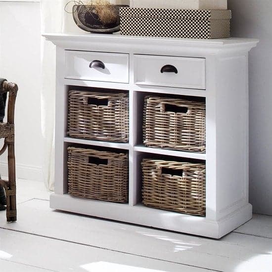 Allthorp Solid Wood Compact Sideboard In White With 2 Drawers_2