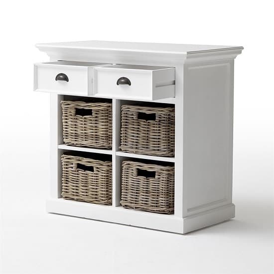 Allthorp Solid Wood Compact Sideboard In White With 2 Drawers_3