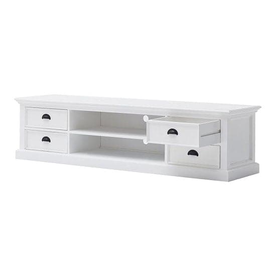 Allthorp Solid Wood TV Stand Large In White With 4 Drawers_2