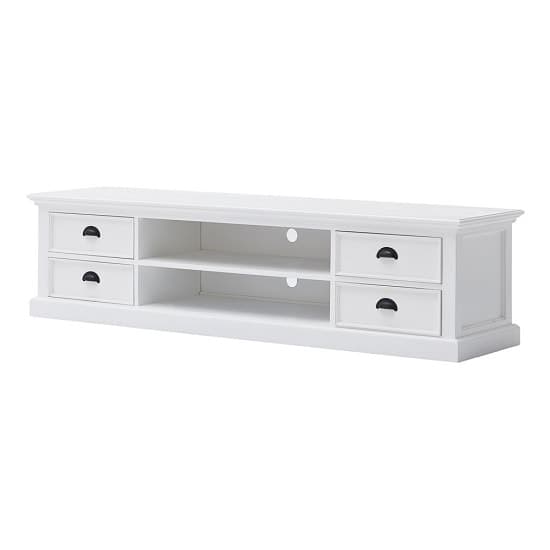 Allthorp Solid Wood TV Stand Large In White With 4 Drawers_5