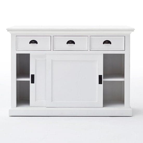 Allthorp Solid Wood Sideboard In White With 2 Sliding Doors_5