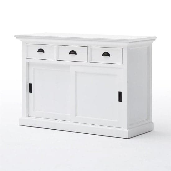 Allthorp Solid Wood Sideboard In White With 2 Sliding Doors_4