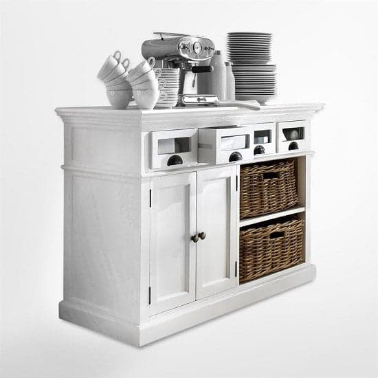Allthorp Solid Wood Sideboard In White With 2 Doors 4 Drawers_2