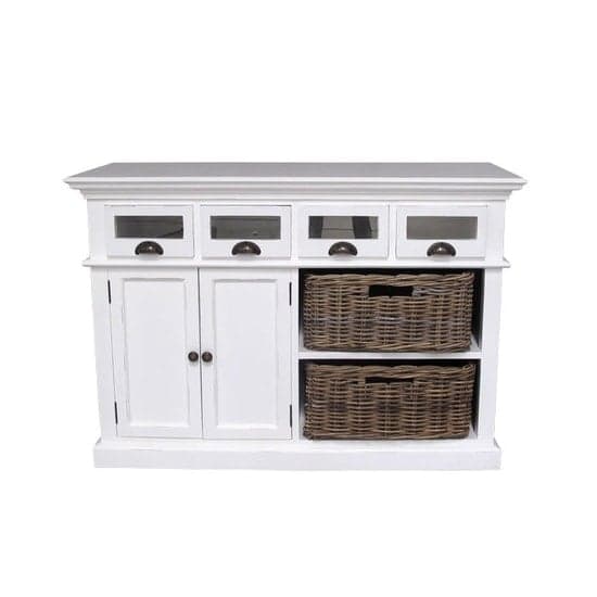 Allthorp Solid Wood Sideboard In White With 2 Doors 4 Drawers_3