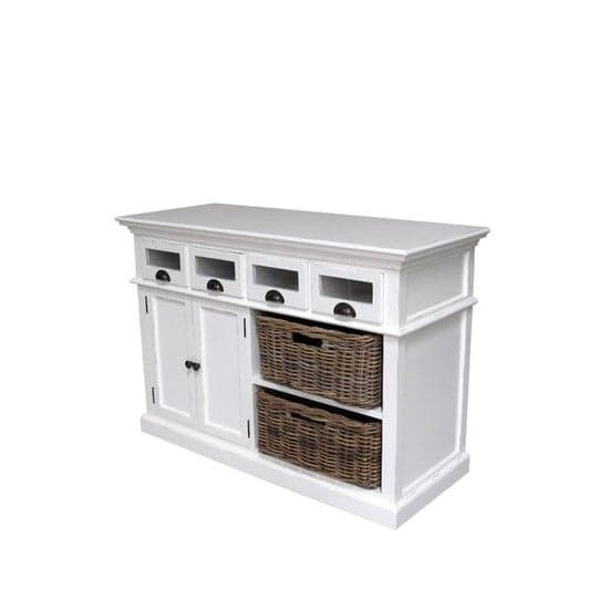 Allthorp Solid Wood Sideboard In White With 2 Doors 4 Drawers_4