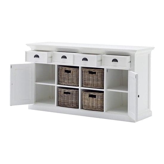 Allthorp Solid Wood Sideboard In White With 2 Doors 4 Baskets_4