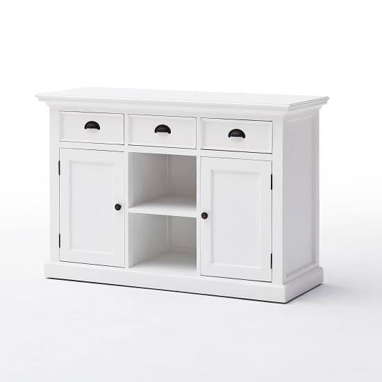 Allthorp Solid Wood Sideboard In White With 2 Doors And Baskets_3