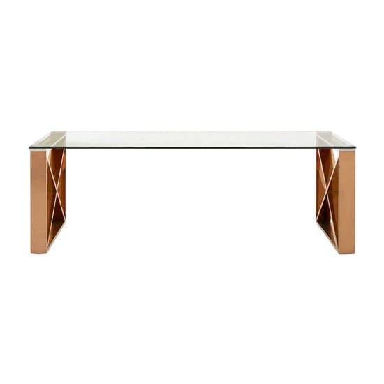 Alluras Clear Glass Coffee Table With Rose Gold Cross Frame_2