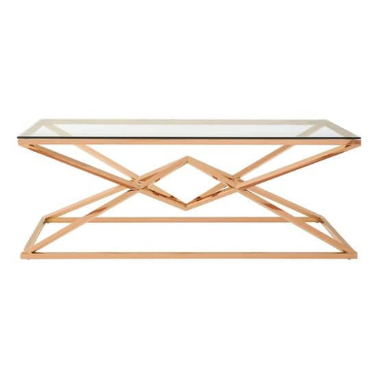 Alluras Clear Glass Coffee Table With Rose Gold Frame_2