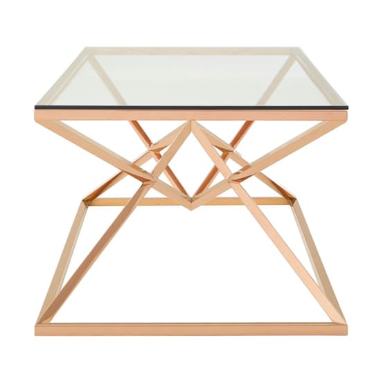 Alluras Clear Glass Coffee Table With Rose Gold Frame_3