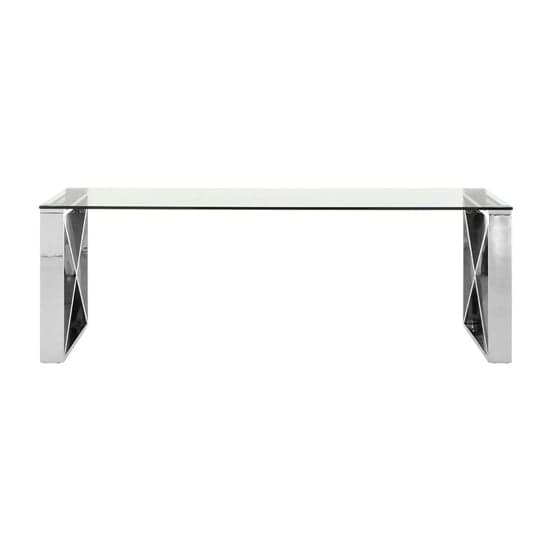 Alluras Clear Glass Coffee Table With Silver Cross Frame_2