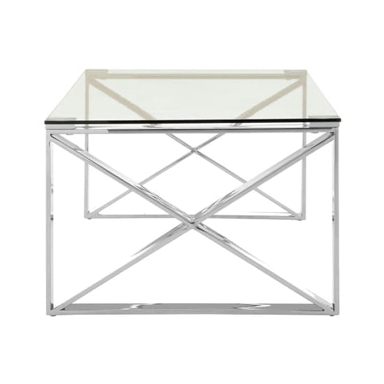 Alluras Clear Glass Coffee Table With Silver Cross Frame_3