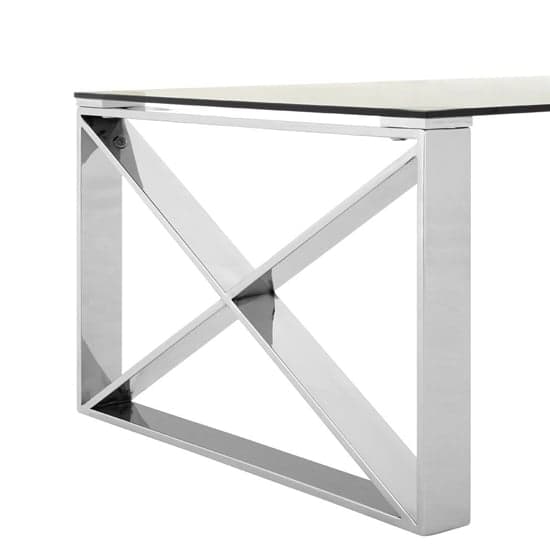 Alluras Clear Glass Coffee Table With Silver Cross Frame_6