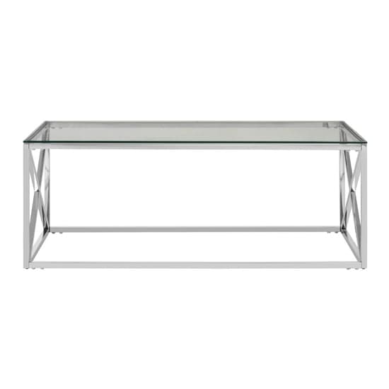 Alluras Clear Glass Coffee Table With Silver Cross Steel Frame_2