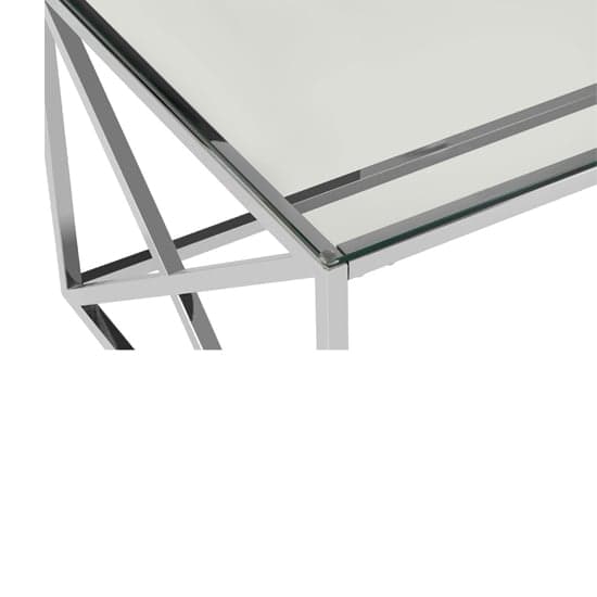Alluras Clear Glass Coffee Table With Silver Cross Steel Frame_4