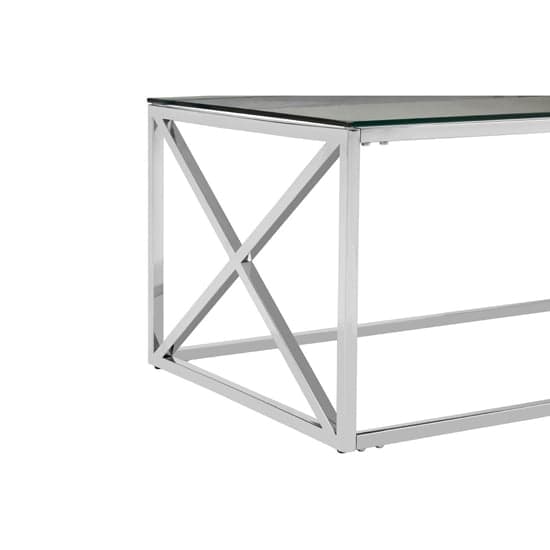 Alluras Clear Glass Coffee Table With Silver Cross Steel Frame_5