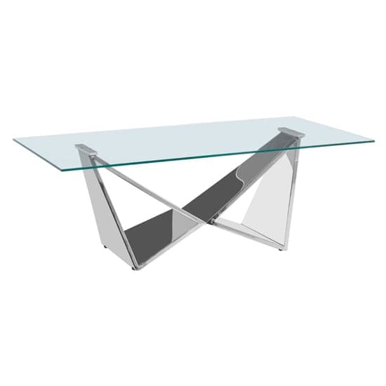 Alluras Clear Glass Coffee Table With Silver Wing Metal Frame_1