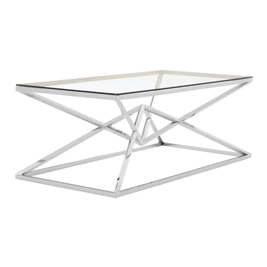 Alluras Clear Glass Coffee Table With Steel Silver Frame
