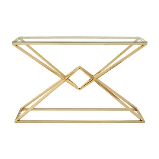 Alluras Clear Glass Console Table With Champagne Gold Frame_2