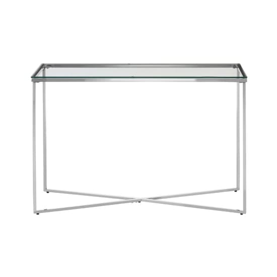 Alluras Clear Glass Console Table With Silver Metal Frame_1