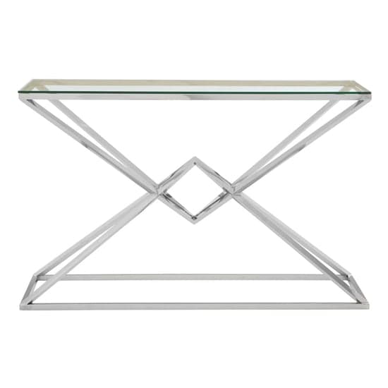 Alluras Clear Glass Console Table With Steel Silver Frame_2