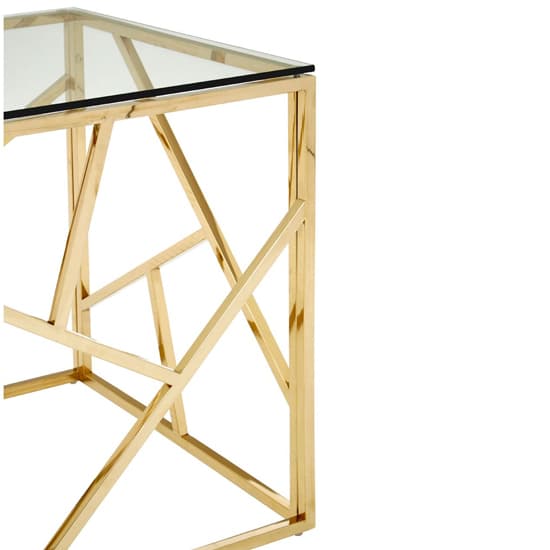 Alluras Clear Glass End Table With Champagne Gold Frame_3