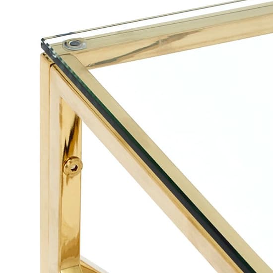 Alluras Clear Glass End Table With Champagne Gold Frame_4