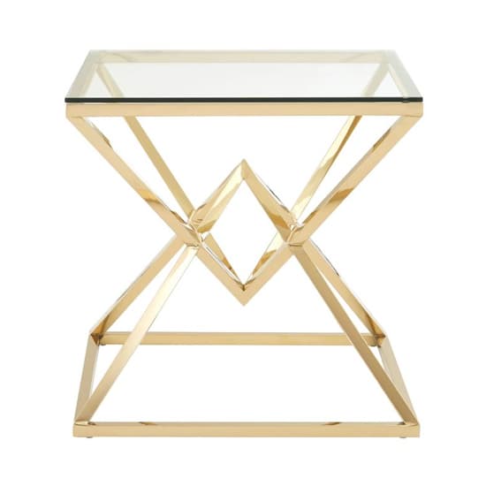 Alluras Clear Glass End Table With Cross Champagne Gold Frame_2