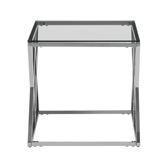 Alluras Clear Glass End Table With Cross Silver Metal Frame_3