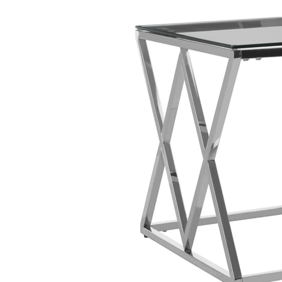 Alluras Clear Glass End Table With Cross Silver Metal Frame_4