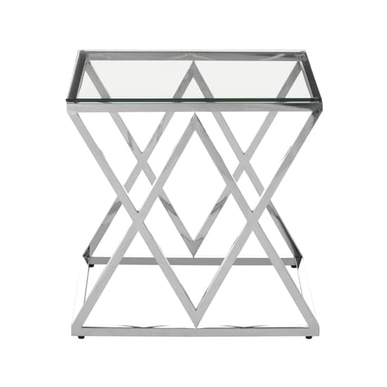 Alluras Clear Glass End Table With Cross Silver Metal Frame_1