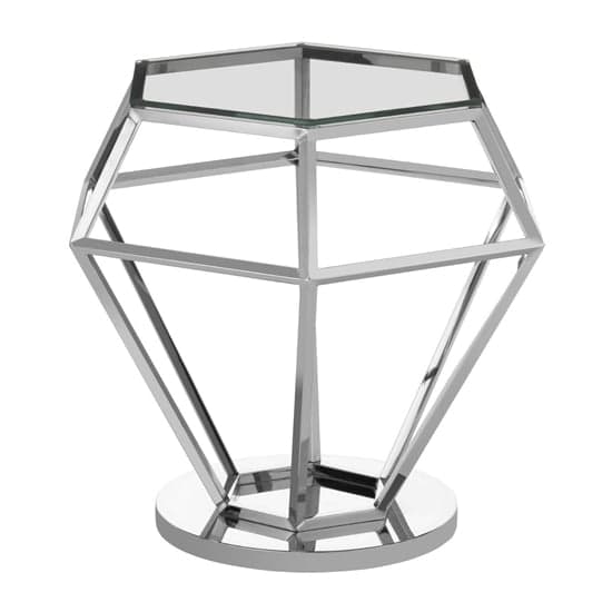 Alluras Clear Glass End Table With Diamond Silver Metal Frame_2