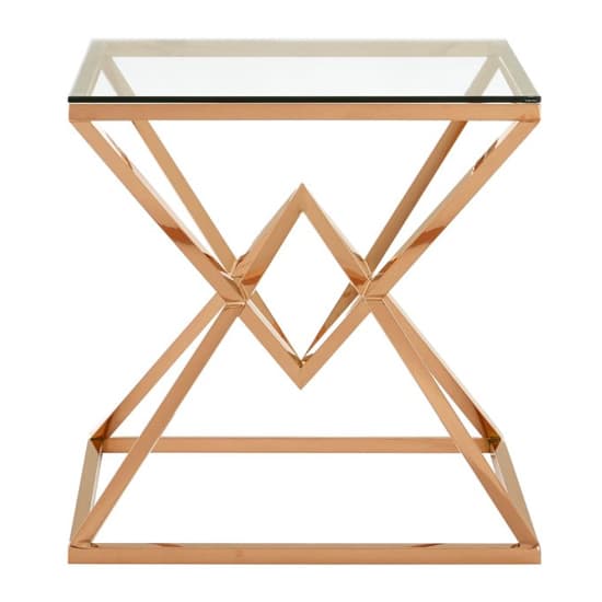 Alluras Clear Glass End Table With Rose Gold Metal Frame_2