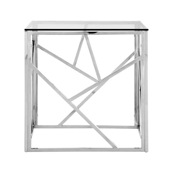 Alluras Clear Glass End Table With Silver Frame_2