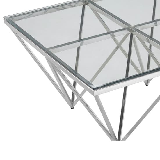 Alluras Large Clear Glass Coffee Table With Silver Spike Frame_4
