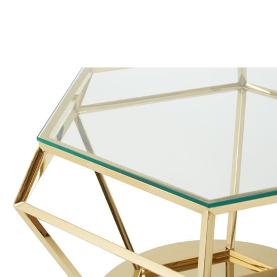Alluras Large Clear Glass End Table With Diamond Gold Frame_4