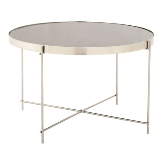 Alluras Large Grey Glass Side Table With Silver Frame_2