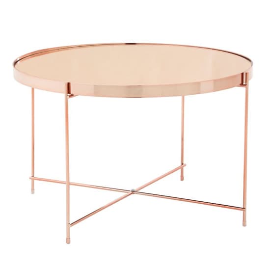 Alluras Large Pink Glass Side Table With Rose Gold Frame_2