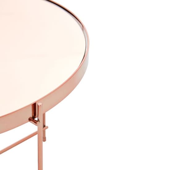 Alluras Large Pink Glass Side Table With Rose Gold Frame_3