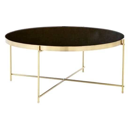 Alluras Round Black Glass Coffee Table With Gold Frame_3