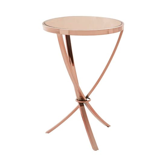 Alluras Round Glass Side Table In Rose Gold_2