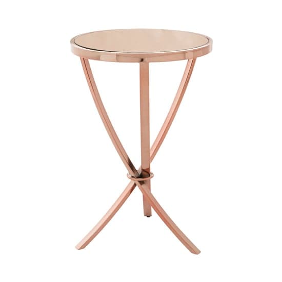 Alluras Round Glass Side Table In Rose Gold_1