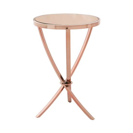 Alluras Round Glass Side Table In Rose Gold Furniture in Fashion