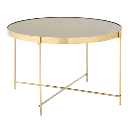 Alluras Round Large Black Glass Dining Table In Bronze Frame_2