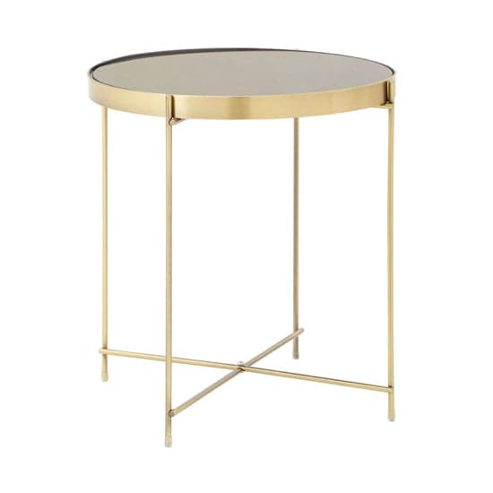 Alluras Round Small Black Glass Dining Table In Bronze Frame_2