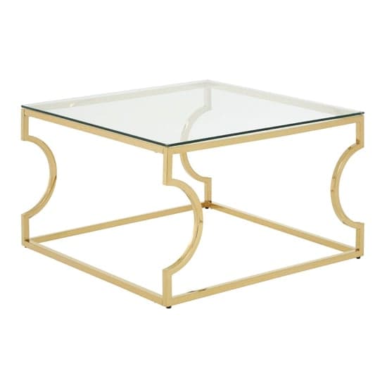 Alluras Small Clear Glass Coffee Table With Curved Gold Frame_2