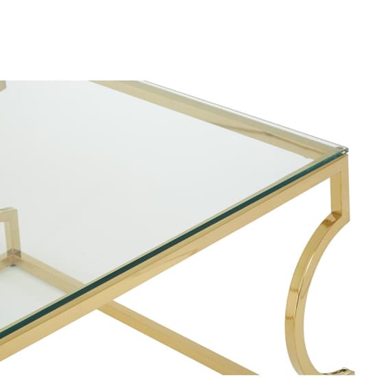Alluras Small Clear Glass Coffee Table With Curved Gold Frame_5